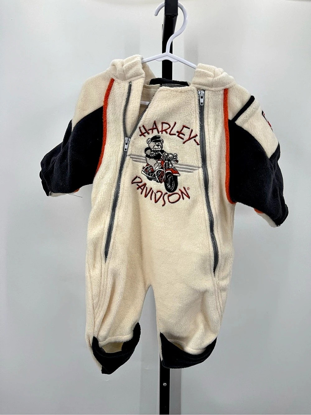 Vintage Harley-Davidson Baby Footed Romper Cream & Black 3-6M
